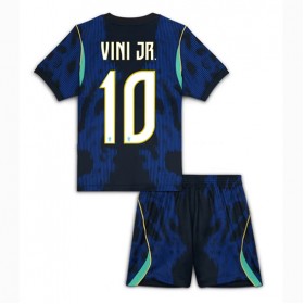 Brasilien Vinicius Junior #10 Borta Kläder Barn VM 2026 Kortärmad (+ Korta byxor)